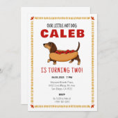 ホットドッグダッシュンドドッグベビー誕生日パーティー サンキューカード (正面/裏面)