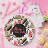 ホットドッグバーガーBBQ誕生日パターン ペーパープレート (パーティー)