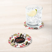 ホットドッグバーガーBBQ誕生日パターン ラウンドペーパーコースター (インサイチュ)