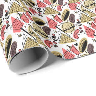 ホットドッグバーガーBBQ誕生日パターン       ラッピングペーパー