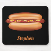 ホットドッグファストフードイラストレーション付名前をカスタムする マウスパッド (正面)