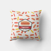 ホットドッグファストフードパターンレトロモノグラム クッション (裏面)