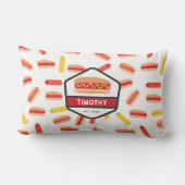 ホットドッグファストフードパターンレトロモノグラム ランバークッション (裏面)