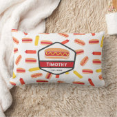 ホットドッグファストフードパターンレトロモノグラム ランバークッション (ブランケット)