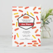 ホットドッグファストフード誕生日パーティーBBQ 招待状 (スタンド正面)