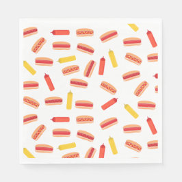 ホットドッグファストフードBBQパターン スタンダードランチョンナプキン