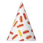 ホットドッグファストフードBBQパターン パーティーハット (左)