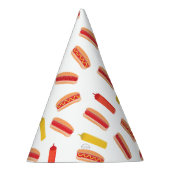 ホットドッグファストフードBBQパターン パーティーハット (右)
