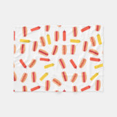 ホットドッグファストフードBBQパターン フリースブランケット (正面(横))