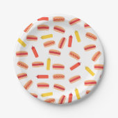 ホットドッグファストフードBBQパターン ペーパープレート (正面)