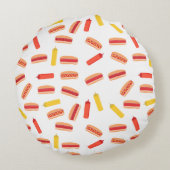 ホットドッグファストフードBBQパターン ラウンドクッション (裏面)