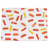 ホットドッグファストフードBBQパターン ラージペーパーバッグ (正面)