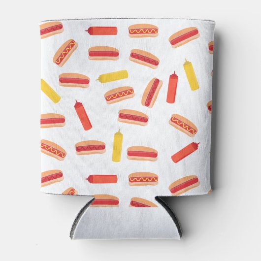 ホットドッグファストフードBBQパターン 缶クーラー (正面)