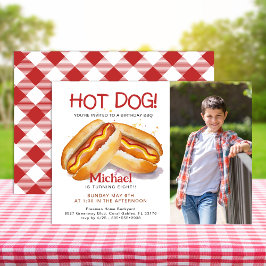 ホットドッグフォト誕生日招待状- Kids Backyard 招待状
