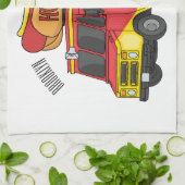 ホットドッグフードトラック漫画イラストレーション キッチンタオル (折り畳み)