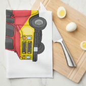 ホットドッグフードトラック漫画イラストレーション キッチンタオル (四つ折り)