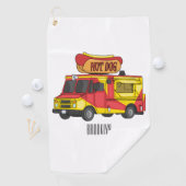 ホットドッグフードトラック漫画イラストレーション ゴルフタオル (インサイチュ)