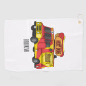 ホットドッグフードトラック漫画イラストレーション ゴルフタオル (横)