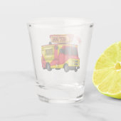 ホットドッグフードトラック漫画イラストレーション ショットグラス (裏面)