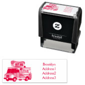 ホットドッグフードトラック漫画イラストレーション セルフインキングスタンプ (インサイチュ)