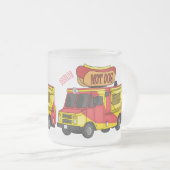 ホットドッグフードトラック漫画イラストレーション フロストグラスマグカップ (正面右)