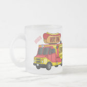 ホットドッグフードトラック漫画イラストレーション フロストグラスマグカップ (左)