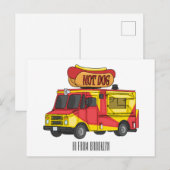 ホットドッグフードトラック漫画イラストレーション ポストカード (正面/裏面)