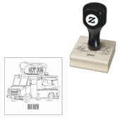 ホットドッグフードトラック漫画イラストレーション ラバースタンプ (押印)