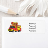 ホットドッグフードトラック漫画イラストレーション ラベル (インサイチュ)