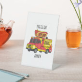 ホットドッグフードトラック漫画イラストレーション 台座サイン (インサイチュ)