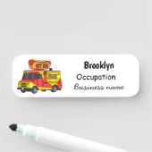 ホットドッグフードトラック漫画イラストレーション 名札 (インサイチュ)