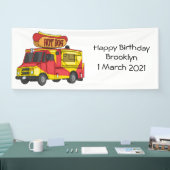 ホットドッグフードトラック漫画イラストレーション 横断幕 (トレードショー)