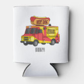 ホットドッグフードトラック漫画イラストレーション 缶クーラー (正面)