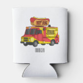 ホットドッグフードトラック漫画イラストレーション 缶クーラー (裏面)