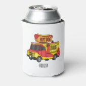ホットドッグフードトラック漫画イラストレーション 缶クーラー (缶裏面)