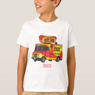 ホットドッグフードトラック漫画イラストレーション Tシャツ