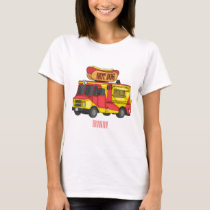 ホットドッグフードトラック漫画イラストレーション Tシャツ