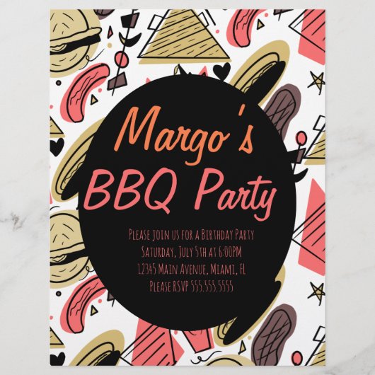 ホットドッグブルガードードルBBQ誕生日パターンフライヤー チラシ (正面)