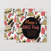 ホットドッグブルガードードルBBQ誕生日パターンポストカー (正面/裏面)