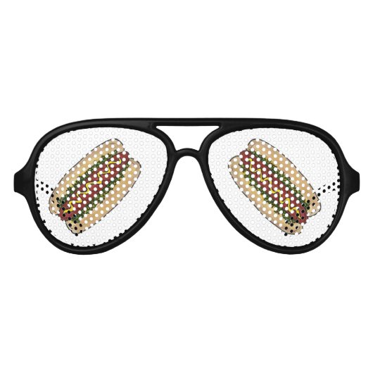 ホットドッグマスタードフランクフルトファストフード アビエーターサングラス (正面)