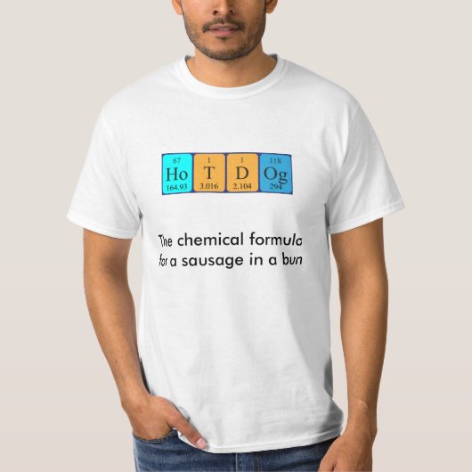 ホットドッグ周期表食品シャツM2A Tシャツ (正面)