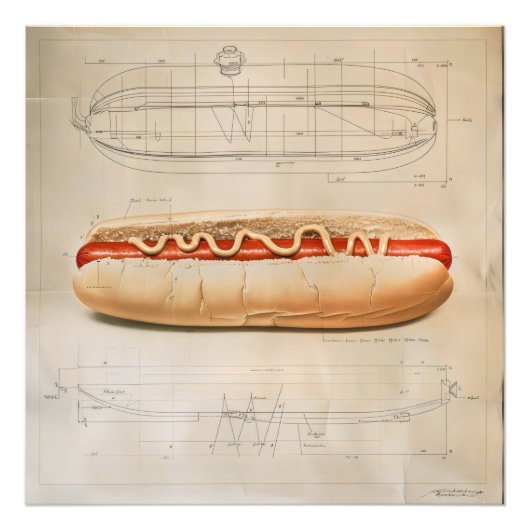ホットドッグ図 フォトプリント            (正面)