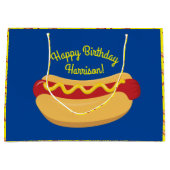 ホットドッグ子供の誕生日パーティー調理師アウトかわいい ラージペーパーバッグ (正面)