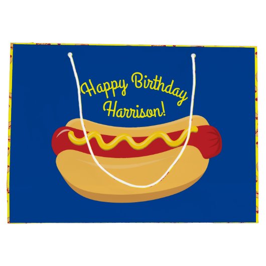 ホットドッグ子供の誕生日パーティー調理師アウトかわいい ラージペーパーバッグ (裏面)