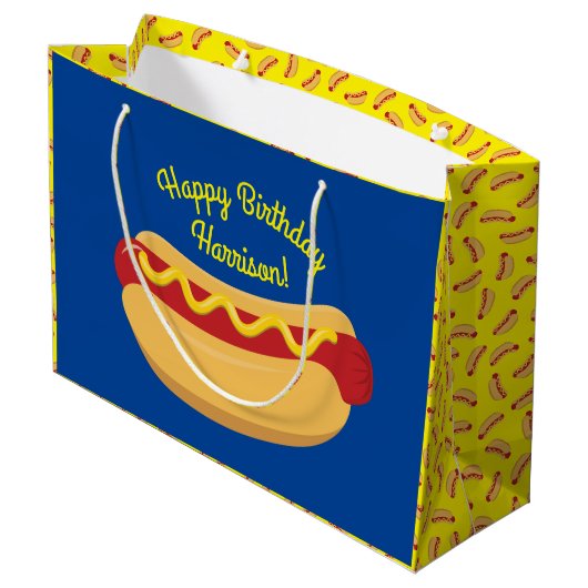 ホットドッグ子供の誕生日パーティー調理師アウトかわいい ラージペーパーバッグ (裏面アングル)