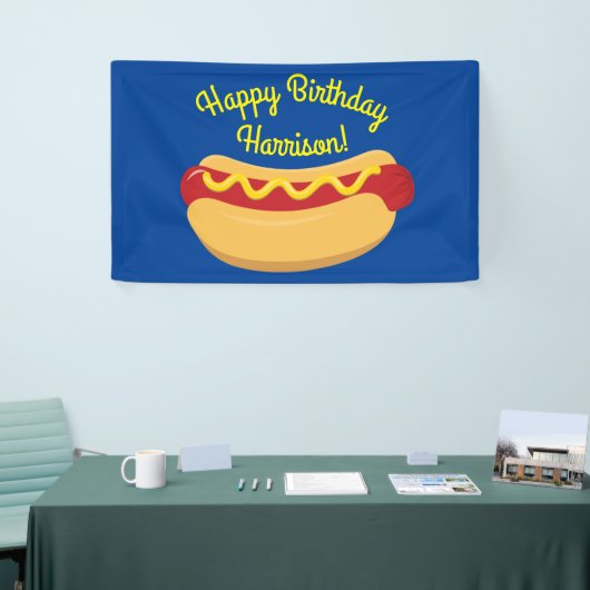 ホットドッグ子供の誕生日パーティー調理師アウトかわいい 横断幕 (トレードショー)