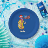 ホットドッグ愛国保持米国国旗7月4日 ペーパープレート (パーティー)