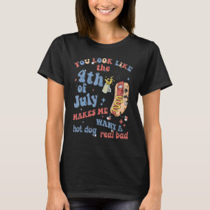 ホットドッグ愛Usaあなたが7月4日Vinのように見える Tシャツ
