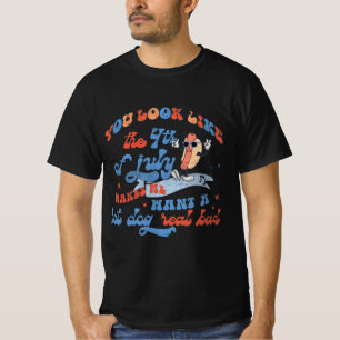 ホットドッグ愛USAおもしろいあなたが7月4日のように見える Tシャツ