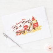 ホットドッグ楕円ステッカー 楕円形シール (封筒)